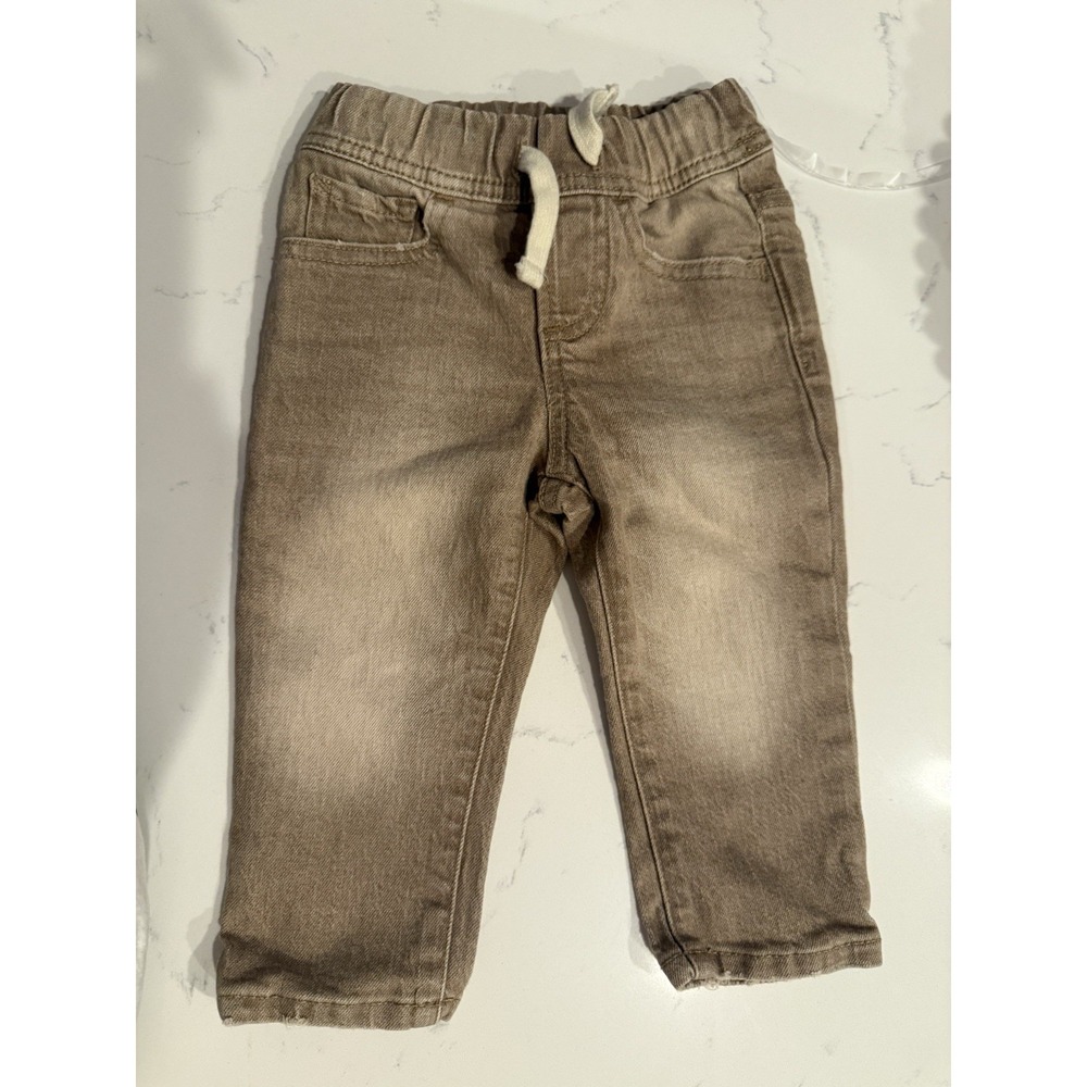 GAP Baby Slim Fit Stretch Denim Jeans – Size 12-18M – Beige Tan Wash